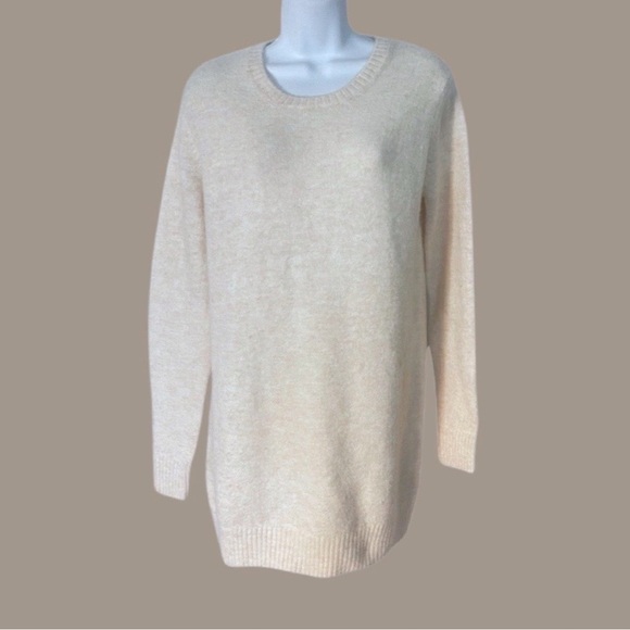 Zara Women’s Long Sleeve Knit Cream Mini Dress Size M - Picture 1 of 4